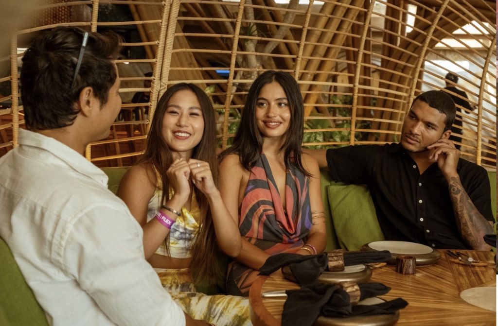 Guests dining at Restaurant 369 inside LUNA Beach Club in Bali.